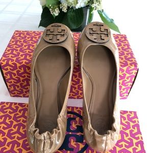 Tory Burch Patent Reva Ballet shoes, Sand